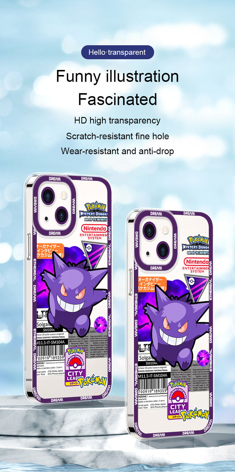 Capa para celular Japão Anime Pokemon Pikachu Roxo Gengar Psyduck Compre 1 Ganhe Outra Gratis