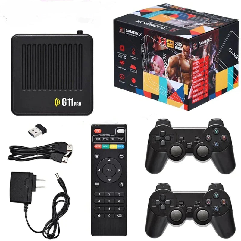 NOVO G11 PRO GAME RETRÔ TV BOX 3D + 2 CONTROLES SEM FIO